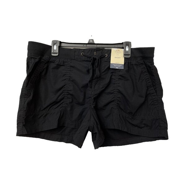 St. John's Bay Petite Shorts Black Mid Rise Hip & Thigh Size 14P Drawstring NWT - Picture 1 of 10